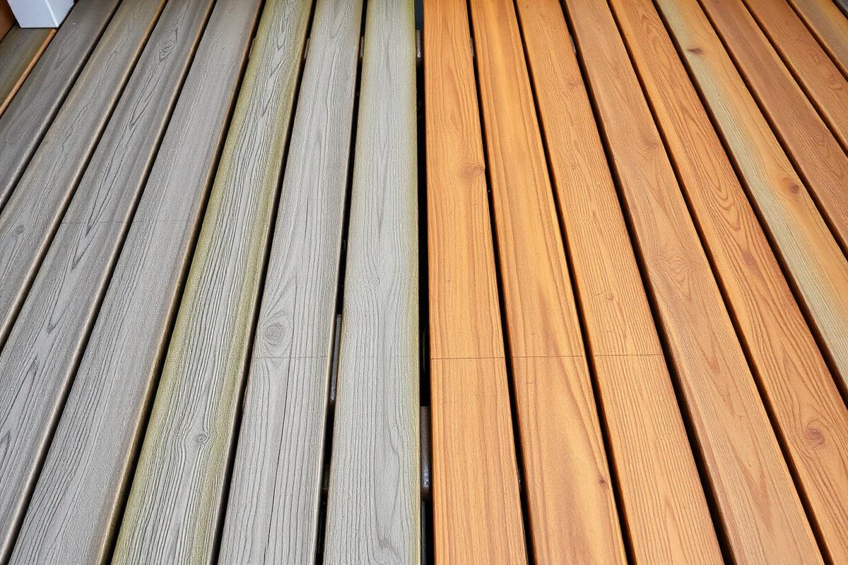 Wood Deck before and after cleaning