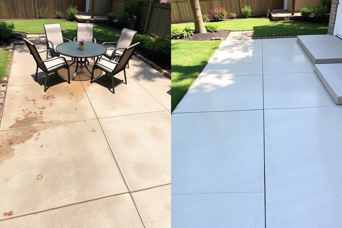 Patio before and after cleaning