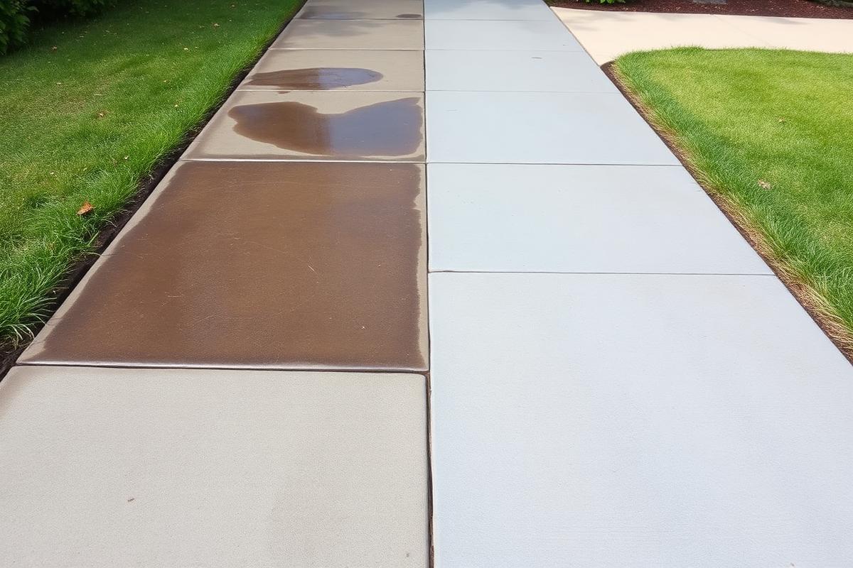 Sidewalk before and after cleaning