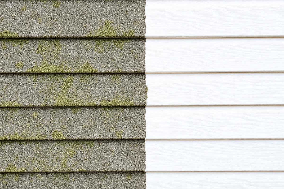 House Siding before and after cleaning